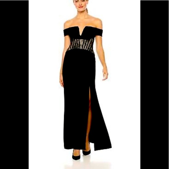 BCBG! Dress Gown Prom Formal Gala Long Black - Picture 3 of 8